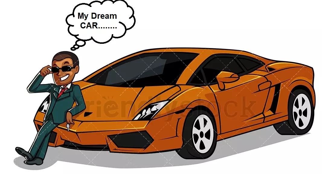 Man staning in front of his dream car